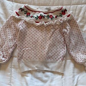 Janie and Jack White and Red Floral Kids Sweater